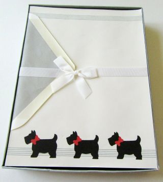 Vintage Stationery Letter Set Scottie Dogs W Red Bows Whiting 