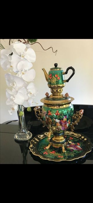 Antique Russian Samovar With Tea Pot