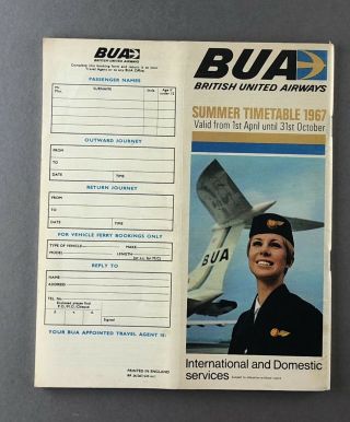 British United Airways Bua Timetable Summer 1967 Cabin Crew Pic