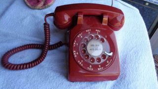 Vintage Red Rotary Telephone Bell System Western Electric
