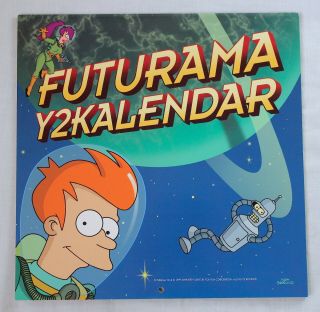 Vintage Futurama Y2kalendar 2000 Wall Calendar Bongo Comics Rare Groening Bender