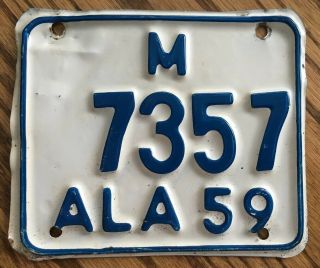 1959 Alabama Motorcycle License Plate 7357