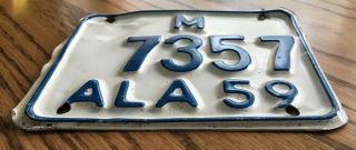 1959 Alabama Motorcycle License Plate 7357 5
