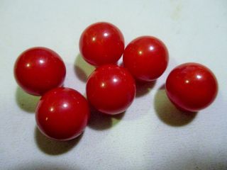 Vintage Cherry Red Bakelite Ball,  Undrilled Bead 1/3 Inch Round,  6 Beads 3
