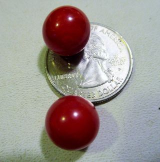 Vintage Cherry Red Bakelite Ball,  Undrilled Bead 1/3 Inch Round,  6 Beads 4