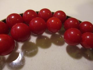 Vintage Cherry Red Bakelite Ball,  Undrilled Bead 1/3 Inch Round,  6 Beads 5