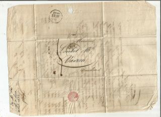 Stampless Folded Letter: 1832 Lyon,  France Black Cds