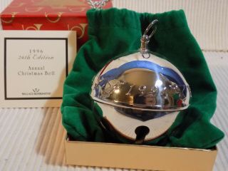 1996 Wallace Annual Silver Plate Sleigh Bell Christmas Ornament - Orig Box - Exc