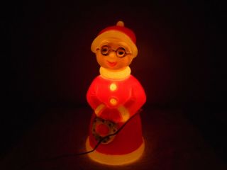 VINTAGE 1950s MRS.  SANTA CLAUS CHRISTMAS LIGHTED BLOW MOLD YARD DECORATION 14 5