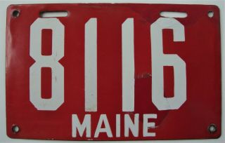 1911 Maine Porcelain License Plate - Rare First Issue