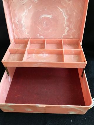 Vintage Commonwealth Plastic Jewelry Box Pink Marbled Secret Stash Nude Photos