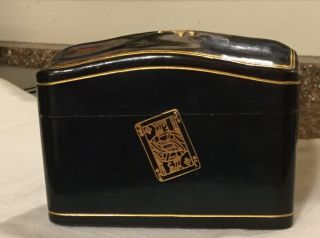 Vintage Italian Leather Dual Playing Card Box Case Ferd Piatnik and Sons,  Vienna 8
