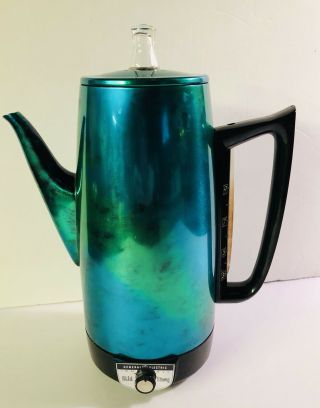 Vintage Rare General Electric Adj Settings Coffee Perco Pot Iridescent Blue