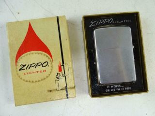 Vintage Zippo Cigarette Lighter Brushed Chrome 1972 W/box Retro Old