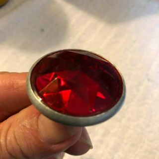 1 RARE RED DIAMOND CUT GLASS Reflector 1 1/2 