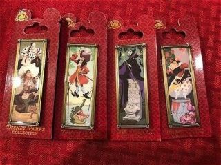 Haunted Mansion Stretch Room Villain Pin Set Maleficent Cruella Hook Queen Heart