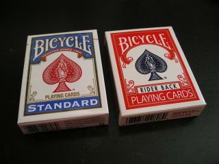 2 X One Way Force Deck - Bicycle Playing Cards Queen Hearts Red Joker Blue