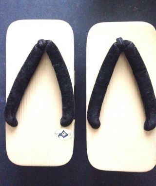 Vintage Japanese Geisha Geta Wooden Sandals/shoes Black Velvet Solid -