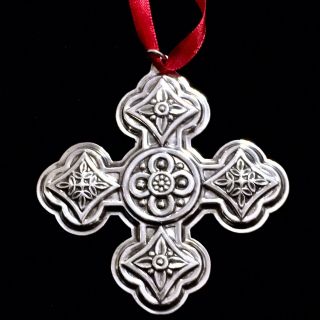 Vintage 1971 Reed And Barton Christmas Cross Tree Ornament Sterling Silver 3.  25 "
