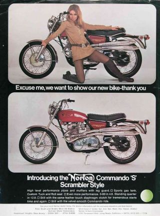 1969 Norton 750cc Commando S Vintage Ad Scrambler Style