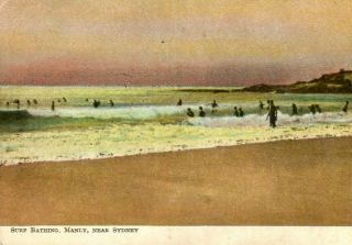 Manly Sydney Nsw.  Surf Bathing.  Art Series 1906 Postcard.