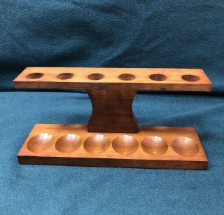 Vintage Wood Tobacco Pipe Stand Holds 6