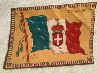 Vtg.  Tobacco Felt Flannel Flag Italy 7 By 11 Inches 1911 - 16 Premium