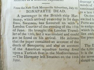 1821 Newspapers Funeral,  Autopsy Of Napoleon Bonaparte Island Of Saint Helena