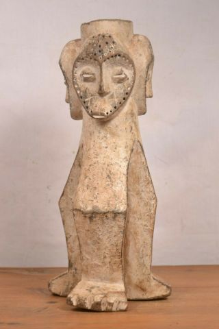 African Tribal Art,  Double Face Lega Statue From Democratic Republic Of Congo