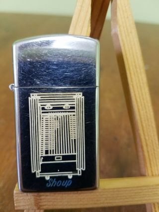 Vintage 1966 Zippo Slim Lighter With Shoup Voting Machine Advertising