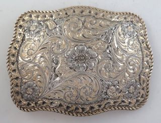 Massive 134g 4 ",  Crumrine 22k Gold & Sterling Silver Ornate Western Belt Buckle