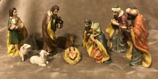 O’well 11 Piece Vintage Porcelain Nativity Set Hand Painted