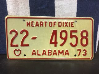 Vintage 1973 Alabama License Plate