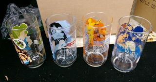 Vintage 1977 Burger King Star Wars Commemorative Glasses Coke Complete Set Of 4