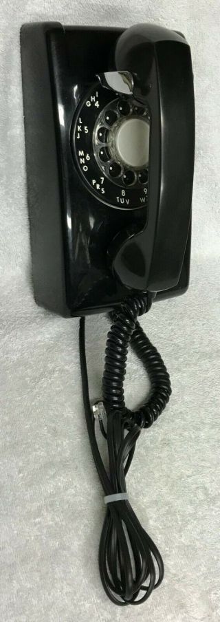 Vintage Itt Model 554 Series Black Rotary Dial Wall Mount Telephone Rare Handset