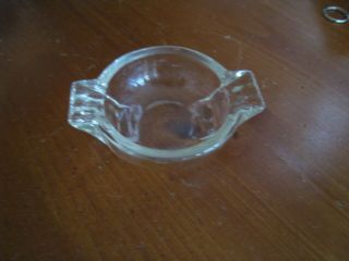 Vintage Mid Century Heavy Glass Ashtray Clear Round Approx 5 Inch