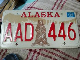Vintage Alaska Licence Plate From 1976 With Bear Number Aad 446