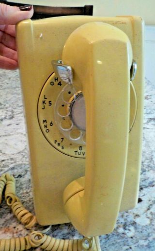 Vintage Retro Yellow Wall Rotary Phone - Western Electric - 228 11 - 76