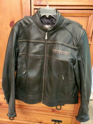 Harley Davidson 105th Anniversary 1903 - 2008 Mens Black Leather Jacket,  Xl