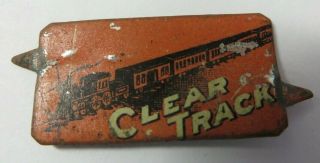 Vtg Indian Plug Chewing Tobacco Tin Tag Clear Track Rr Train Antique Advertising