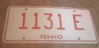 1979/1980 Ohio State License Plate Tag Red White Steel Metal Embossed 1131e Old