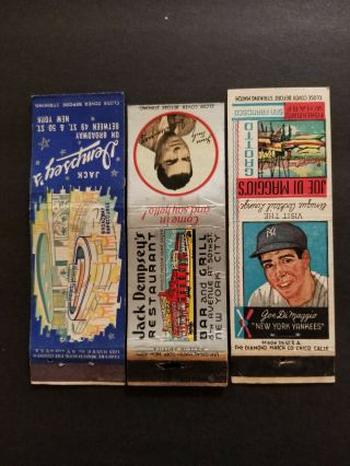 Jack Dempsey And Joe Dimaggio Restaurant Matchbook Covers