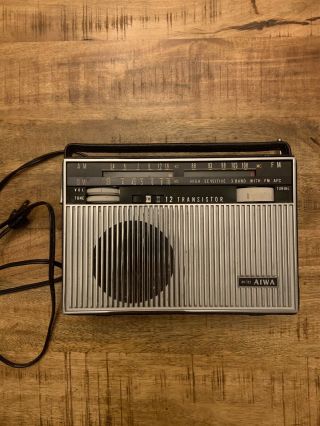 Vintage Aiwa Ar - 122 12 Transistor Radio With Leather Casing And Still