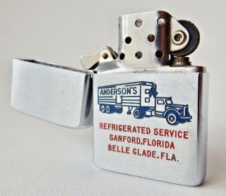 Vintage Rare Zippo Truck Advertising Lighter 1958 Andersons Refrigerated Service