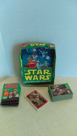 Vintage 1977 Topps Star Wars Series 4 Green Bubble Gum Card Set With Wax Box