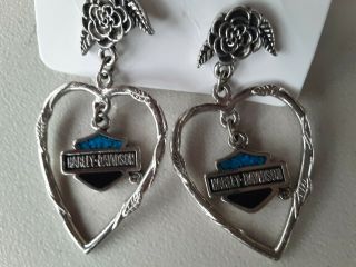 Harley Davidson Earrings,  Never Worn,  They Are Patent.  One Of A Kind