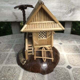Philippines Coconut Souvenir Gift Tiki Hut Straw House Made From Coconut Shell