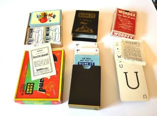 4x Vintage Card Games Pepys Belisha Wordex Sum - It Contraband Complete Boxed