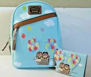 Nwt Loungefly Disney Pixar Up Adventure Balloons Mini Backpack And Small Wallet
