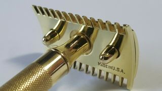 Vtg Gillette Ball End Brass Old Type Opened Comb Double Edge Razor Usa 1921 - 1928